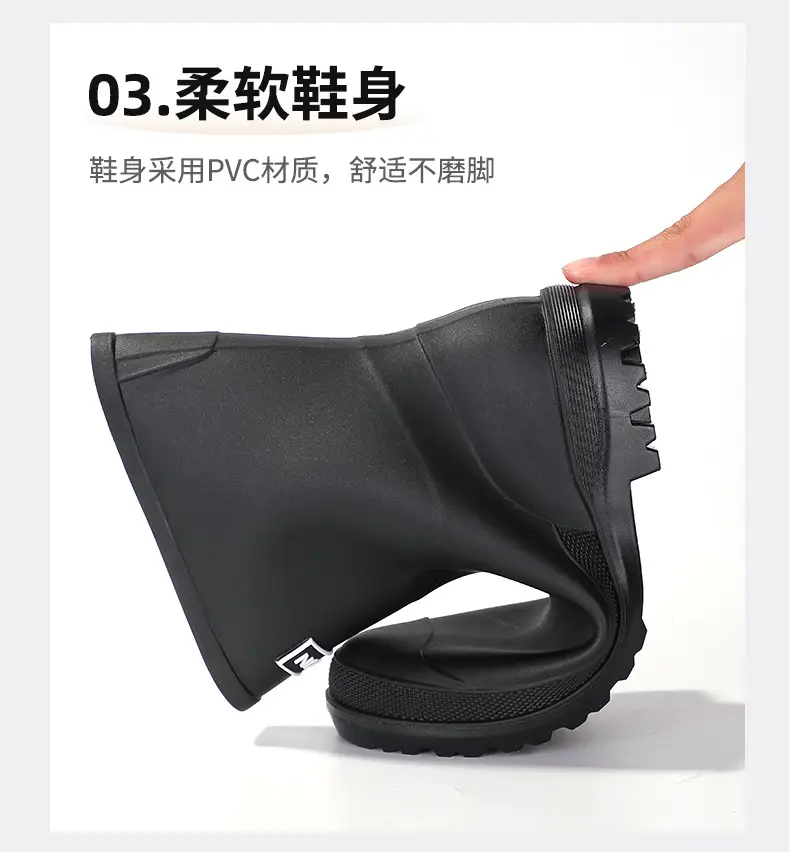 School Style Rain Shoes Women's Fashionable Outer Wear Non-slip Rain Boots Camping Fishing Waterproof Glue Shoes Cover fleece-lined Water Shoes for Women — feature 8