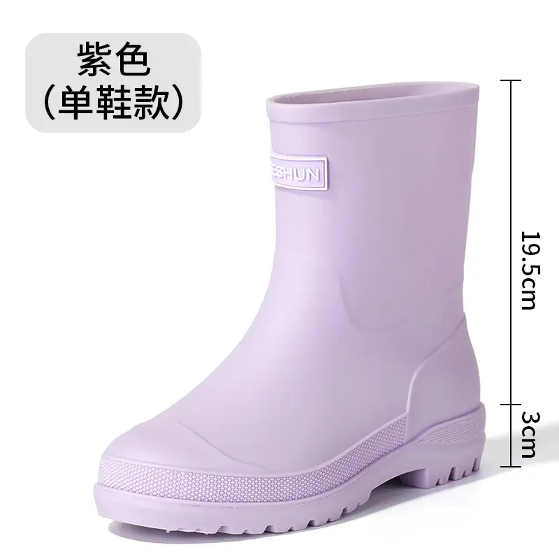 School Style Rain Shoes Women's Fashionable Outer Wear Non-slip Rain Boots Camping Fishing Waterproof Glue Shoes Cover fleece-lined Water Shoes for Women - Image 3