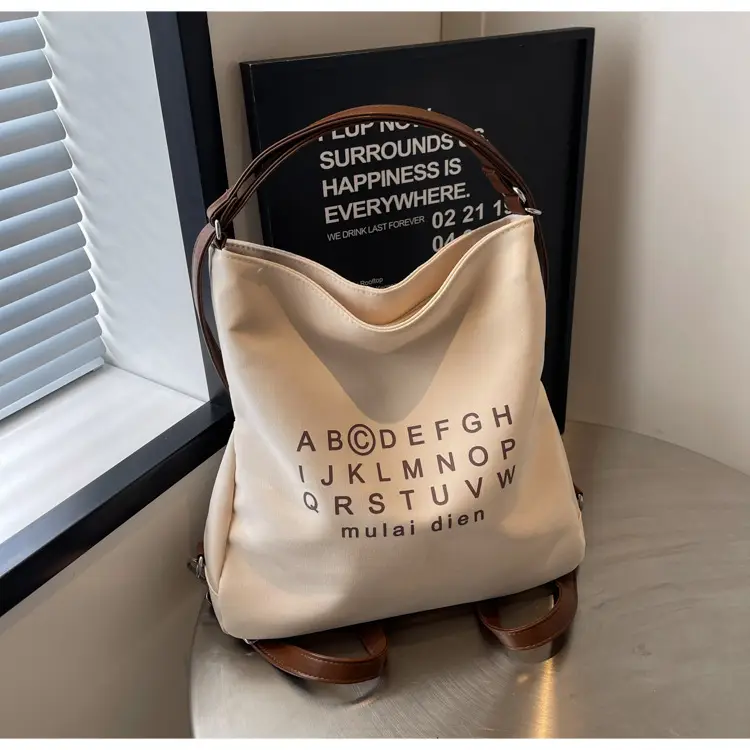 Women's Black Lettered Shoulder Bag with Large Zip Pocket — feature 14
