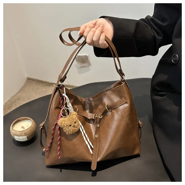 Women's Multi-Functional Crossbody Bag Brown Black Large Capacity — feature 15