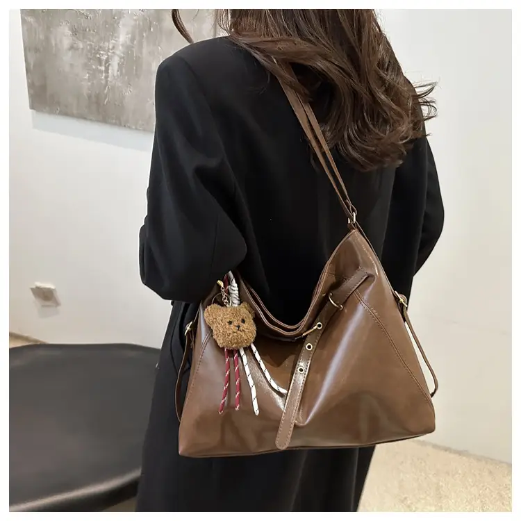 Women's Multi-Functional Crossbody Bag Brown Black Large Capacity — feature 17