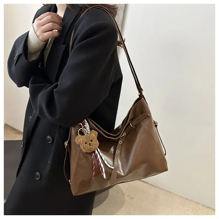 Women's Multi-Functional Crossbody Bag Brown Black Large Capacity — feature 18