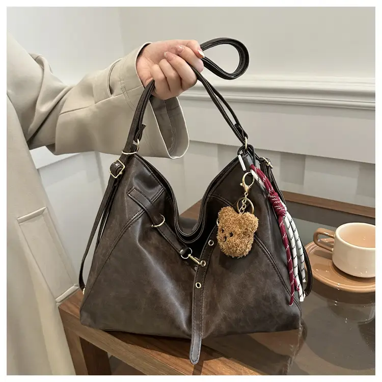 Women's Multi-Functional Crossbody Bag Brown Black Large Capacity — feature 20