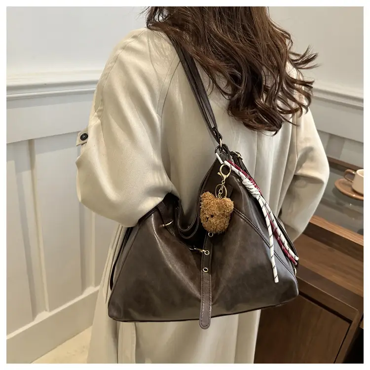 Women's Multi-Functional Crossbody Bag Brown Black Large Capacity — feature 22