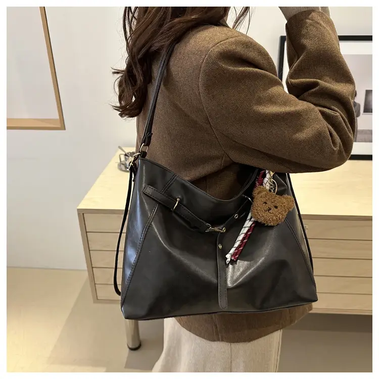 Women's Multi-Functional Crossbody Bag Brown Black Large Capacity — feature 26