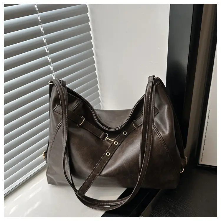 Women's Multi-Functional Crossbody Bag Brown Black Large Capacity