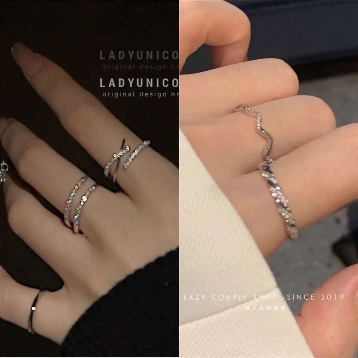 Korean Style Light Luxury Cold Open Adjustable Finger Ring - Image 6