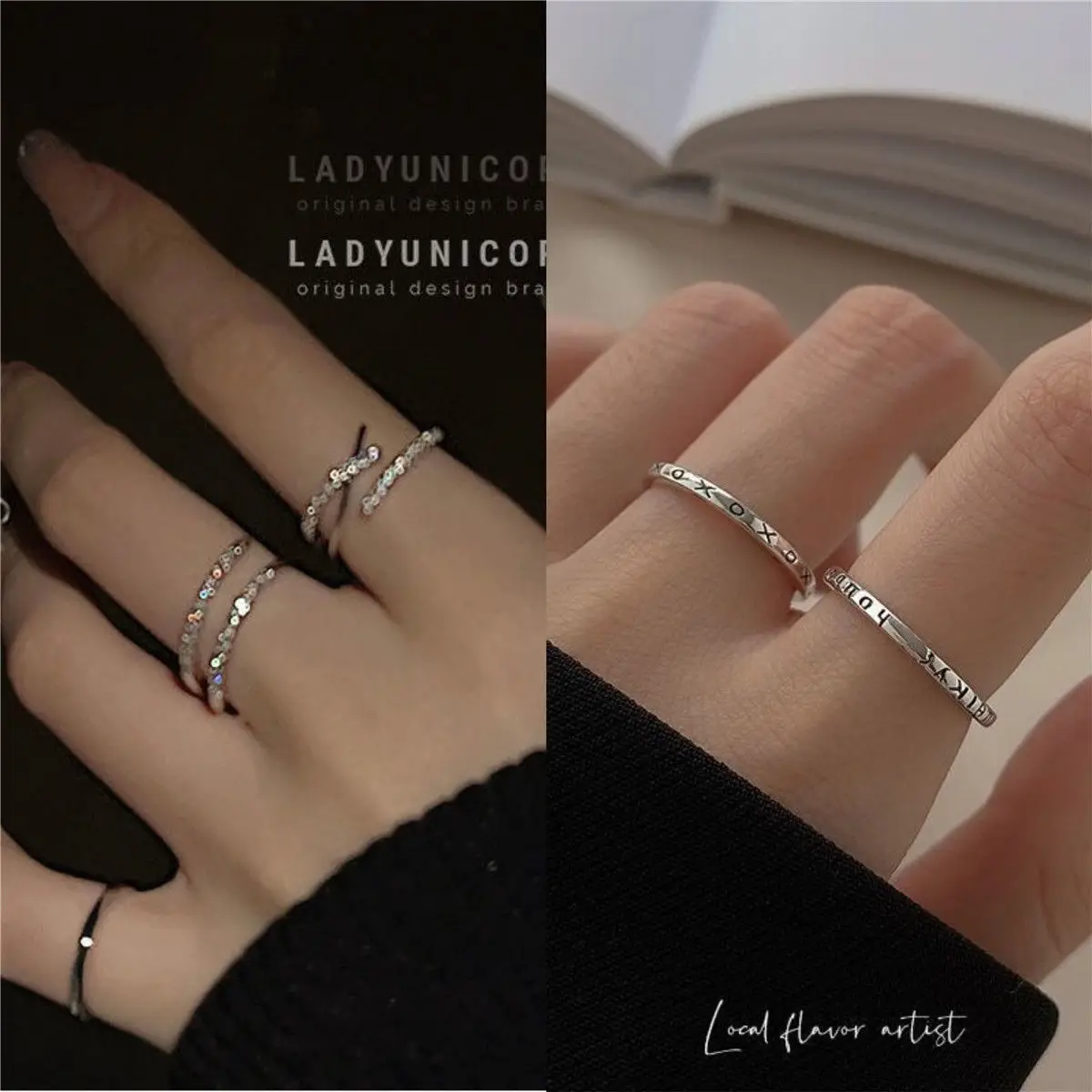 Korean Style Light Luxury Cold Open Adjustable Finger Ring - Image 7