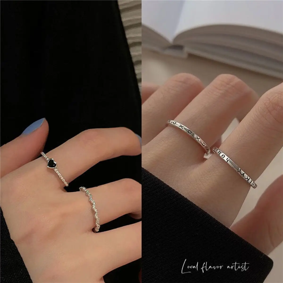 Korean Style Light Luxury Cold Open Adjustable Finger Ring - Image 8