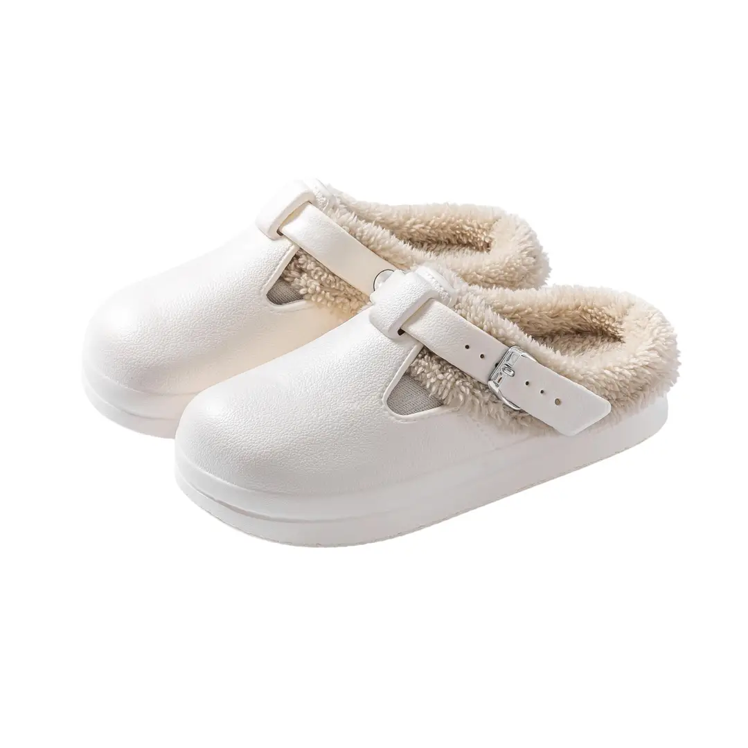 Waterproof and Stain-Resistant Cotton Slippers for Women, Winter Indoor Home Thick-Soled Non-Slip Fleece-Lined Warm Outdoor Plush Birkenstock-Style Cotton Shoes - Image 7