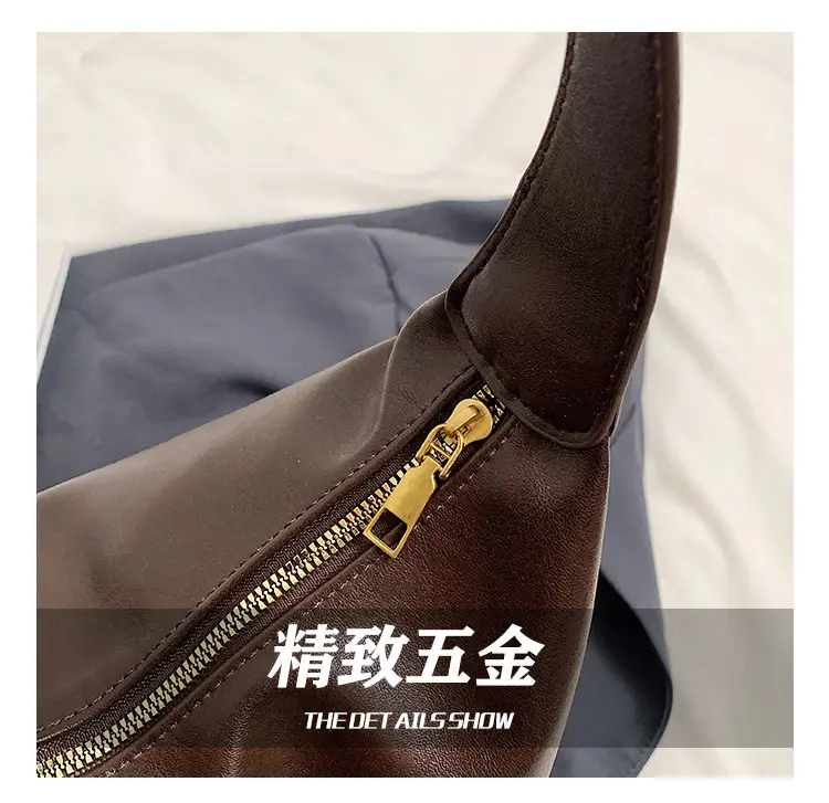 Large Capacity Brown Leather Shoulder Bag for Women — feature 5