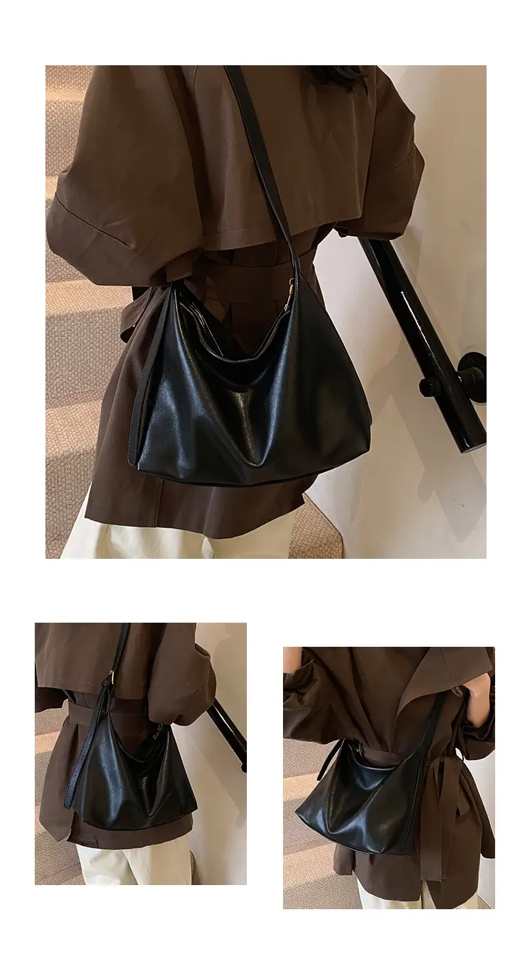 Large Capacity Brown Leather Shoulder Bag for Women — feature 9