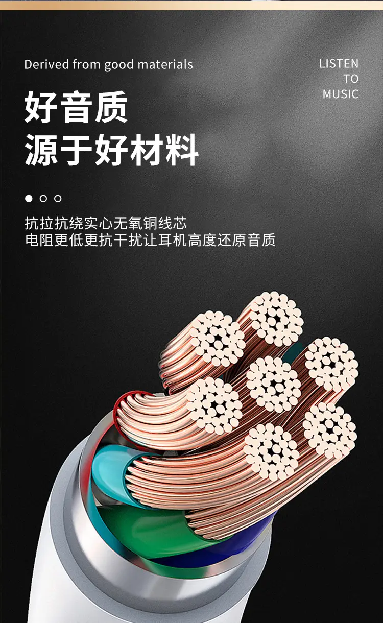 Non-In-Ear Wired Earphones Digital Earphones Typec High-Quality Desktop Earphones Round Hole Extra Long Extension Cord — feature 7