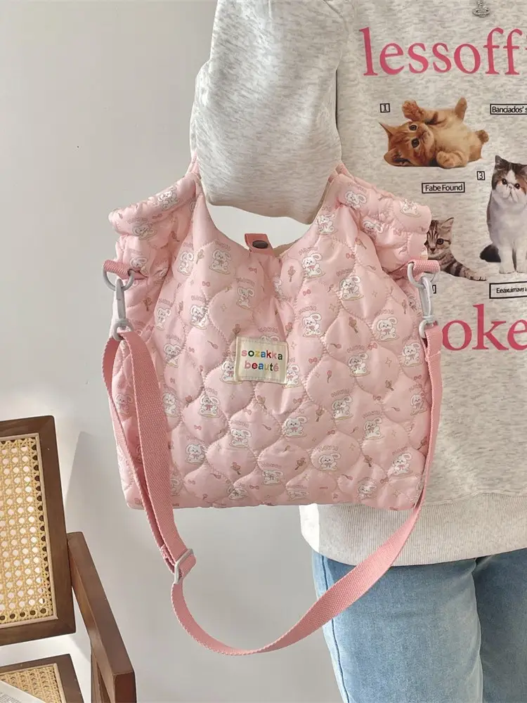 Pink Quilted Cartoon Handbag for Women - Image 5
