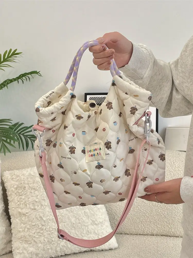 Pink Quilted Cartoon Handbag for Women - Image 8