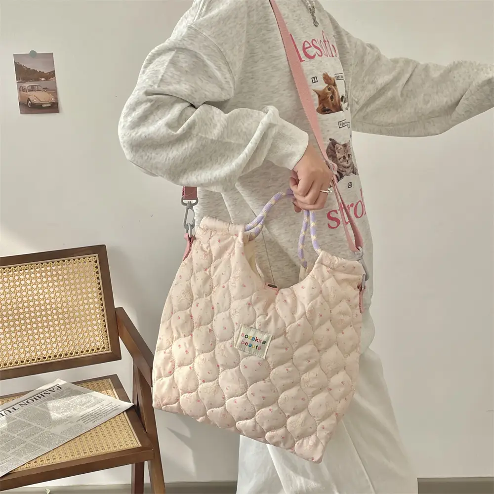 Pink Quilted Cartoon Handbag for Women - Image 3