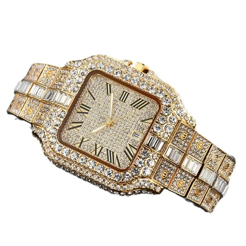 Kajia Men's and Women's Alloy Quartz Watch with Diamonds and Full Diamonds Women's Business Fashion Watch Slightly Waterproof Watch