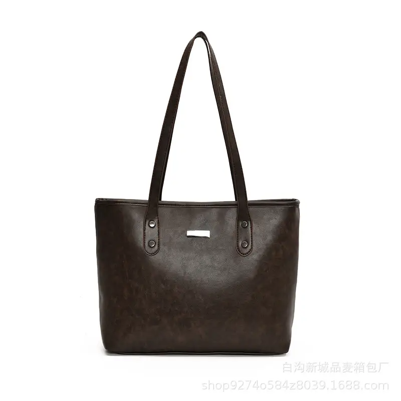 Brown Leather Tote Bag for Women Large Capacity Commuter Bag - Image 8