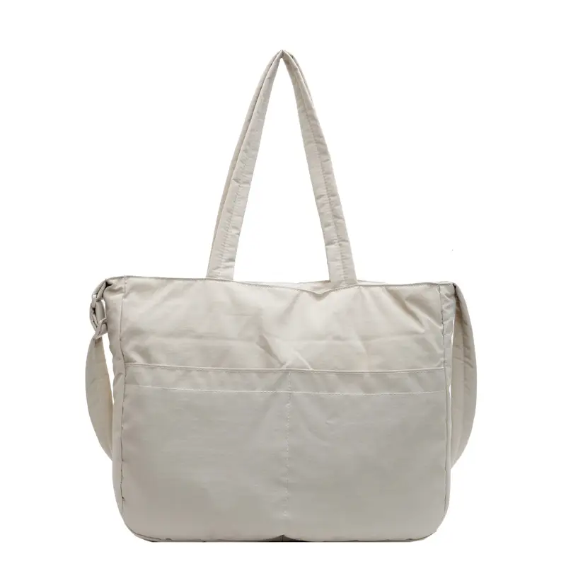 Women's Grey Nylon Shoulder Bag Large Capacity - Image 12