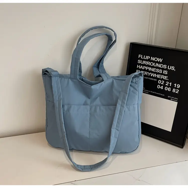 Women's Grey Nylon Shoulder Bag Large Capacity — feature 11