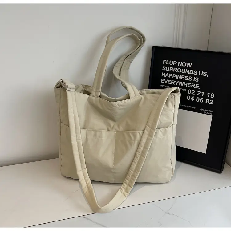 Women's Grey Nylon Shoulder Bag Large Capacity — feature 15