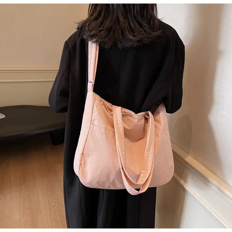 Women's Grey Nylon Shoulder Bag Large Capacity — feature 36