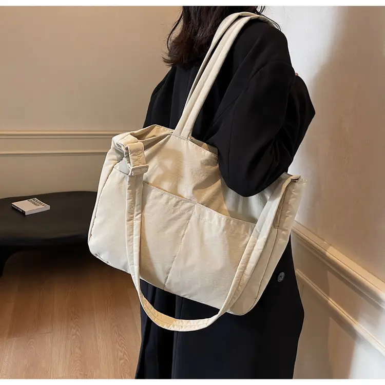 Women's Grey Nylon Shoulder Bag Large Capacity — feature 37
