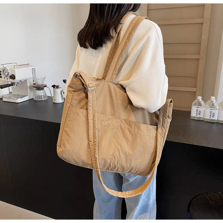 Women's Grey Nylon Shoulder Bag Large Capacity — feature 39