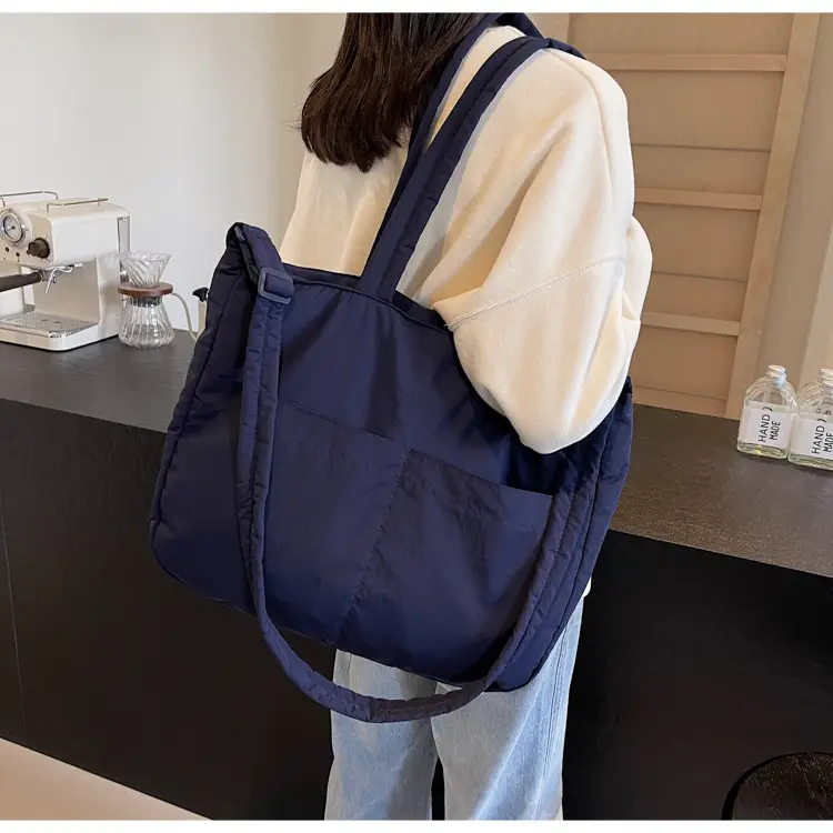 Women's Grey Nylon Shoulder Bag Large Capacity — feature 41