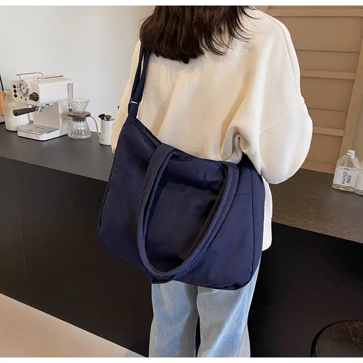 Women's Grey Nylon Shoulder Bag Large Capacity — feature 42