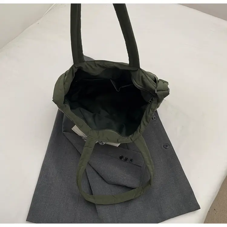 Women's Grey Nylon Shoulder Bag Large Capacity — feature 48