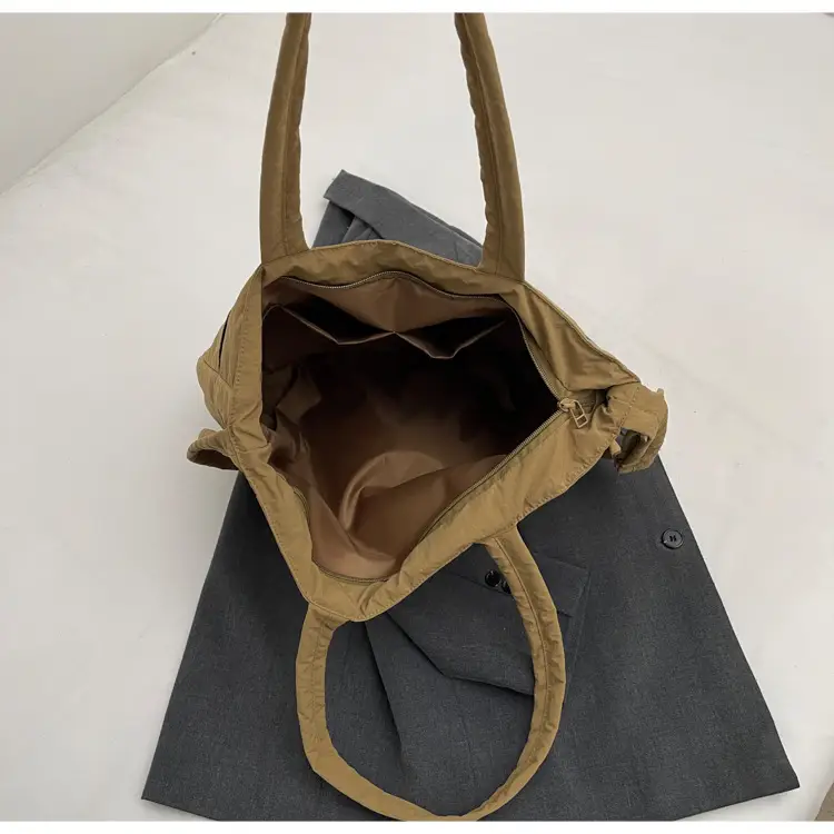 Women's Grey Nylon Shoulder Bag Large Capacity — feature 49