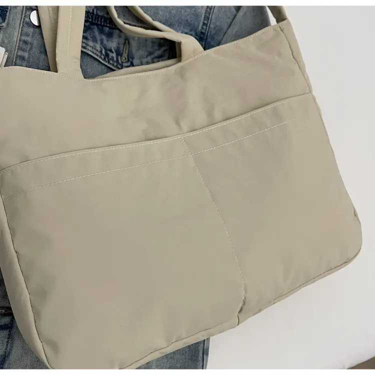 Women's Grey Nylon Shoulder Bag Large Capacity — feature 6