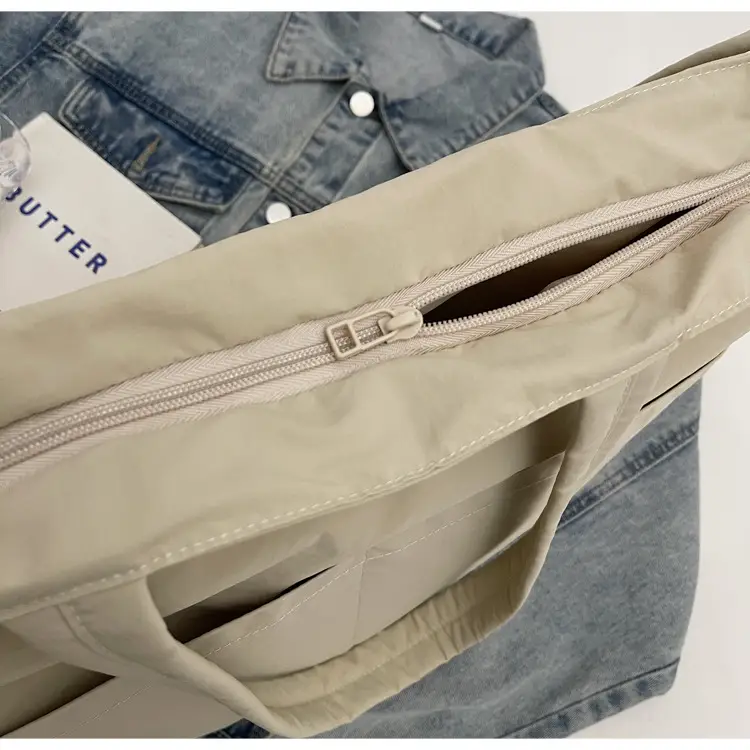 Women's Grey Nylon Shoulder Bag Large Capacity — feature 8