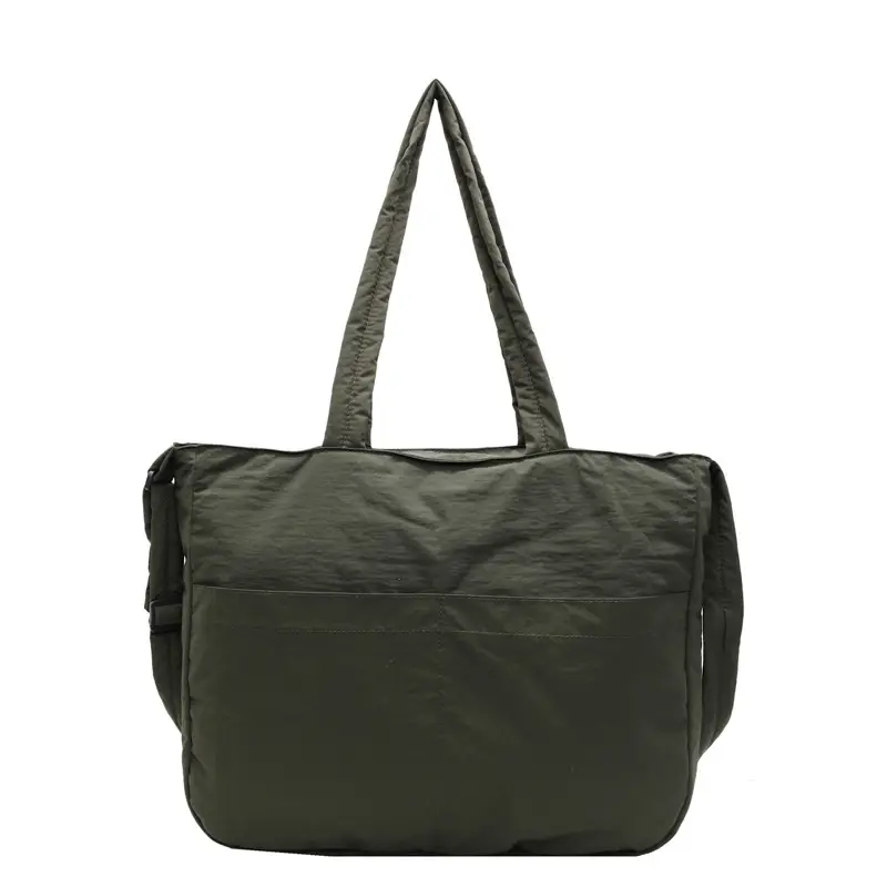 Women's Grey Nylon Shoulder Bag Large Capacity - Image 3
