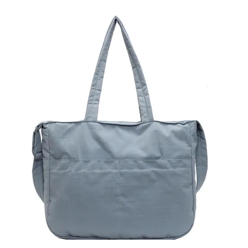 Women's Grey Nylon Shoulder Bag Large Capacity - Image 5