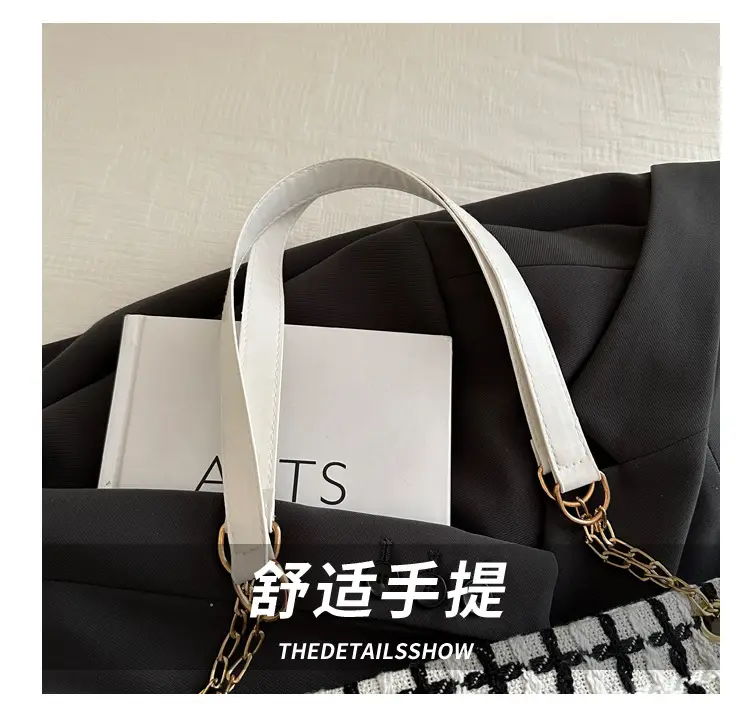 Korean Style Plaid Women's Shoulder Tote Bag Black White — feature 5