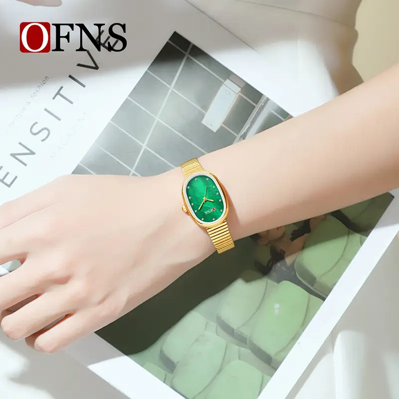 Women's Gold Oval Pearl Dial Quartz Watch - Image 25