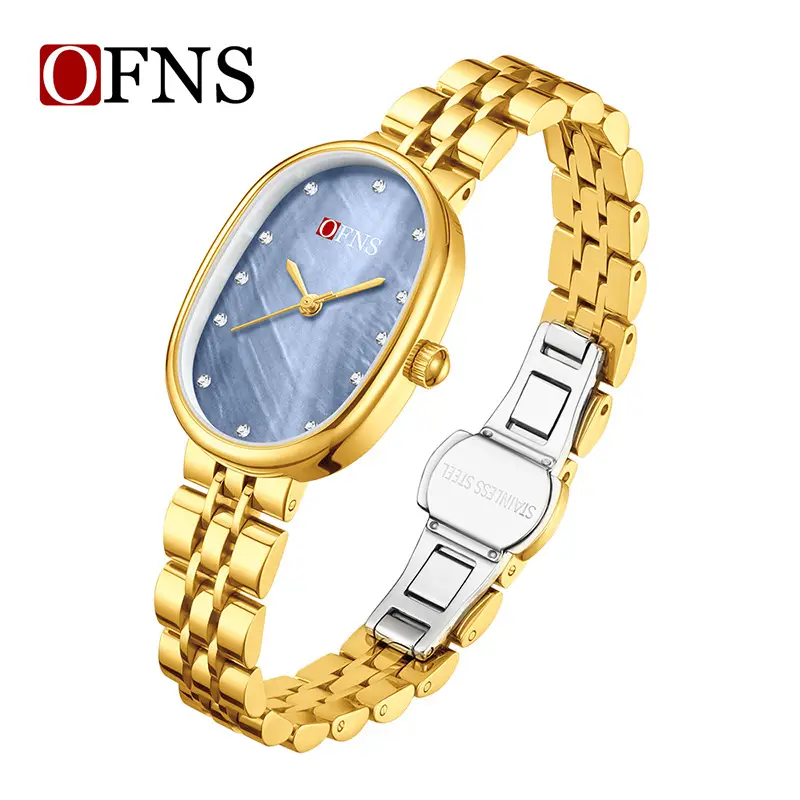 Women's Gold Oval Pearl Dial Quartz Watch - Image 27