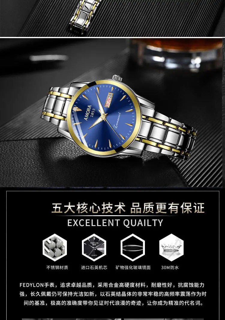Business Men's Waterproof Quartz Watch with Luminous Calendar — feature 14