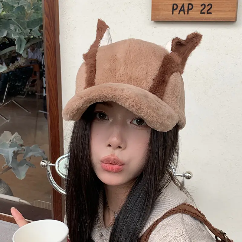 Cute Plush Doberman Ear Cap Warm Winter Hat - Image 6