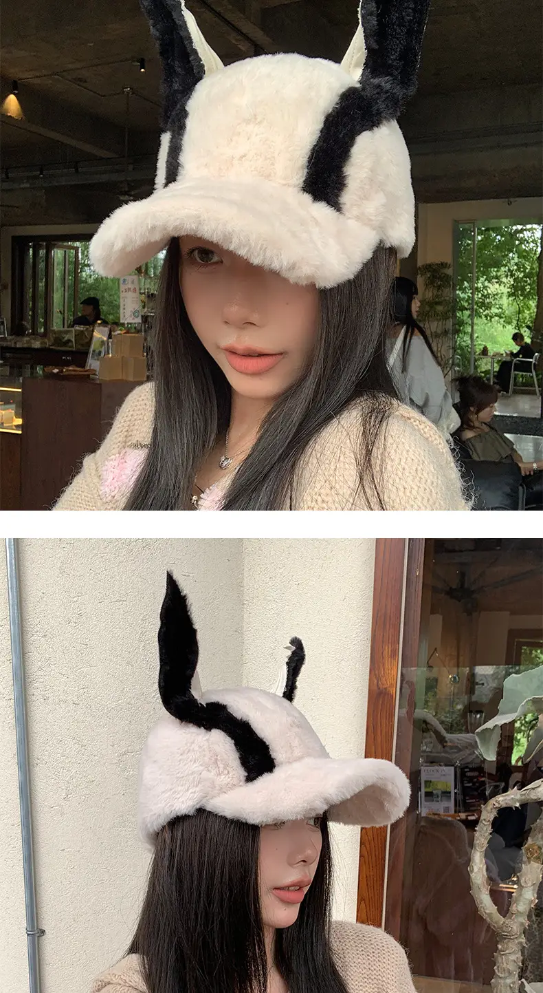 Cute Plush Doberman Ear Cap Warm Winter Hat — feature 7