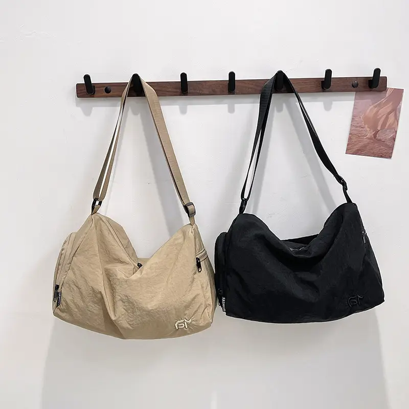 Women Large Capacity Shoulder Bag Black Beige Crossbody - Image 4