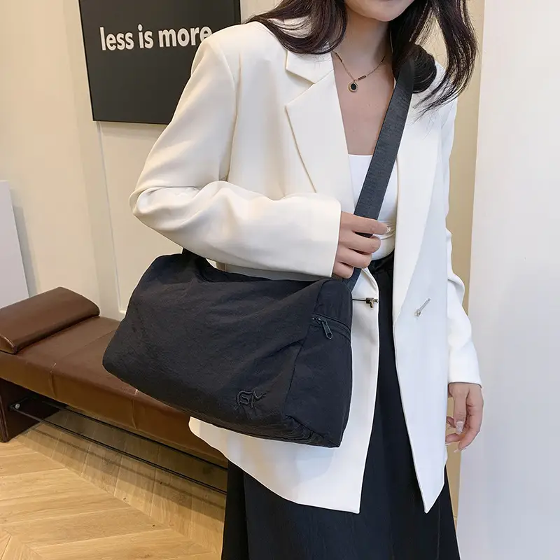 Women Large Capacity Shoulder Bag Black Beige Crossbody - Image 5