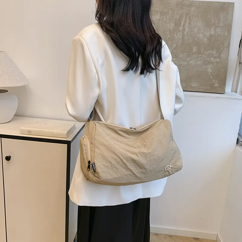 Women Large Capacity Shoulder Bag Black Beige Crossbody - Image 6