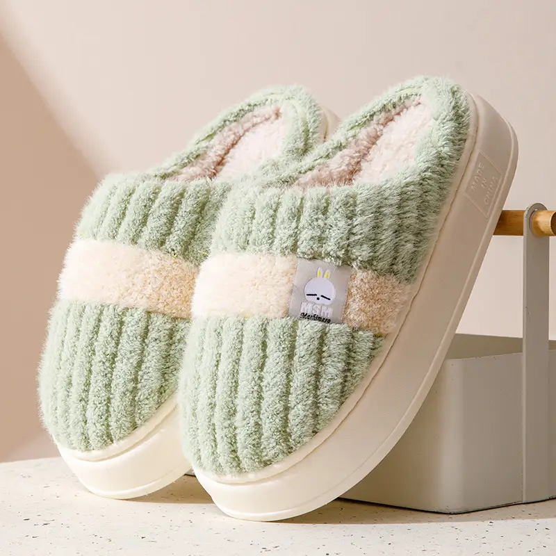 Bug Rabbit Platform Cotton Slippers Women's Winter Home Plush Warm Home Indoor Couple's Winter Men's Slippers
