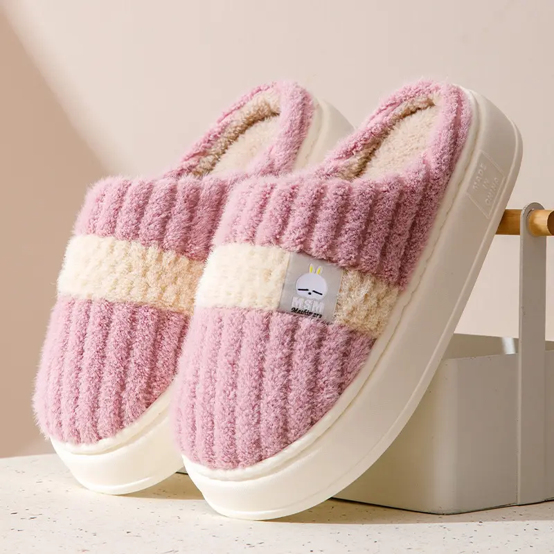 Bug Rabbit Platform Cotton Slippers Women's Winter Home Plush Warm Home Indoor Couple's Winter Men's Slippers