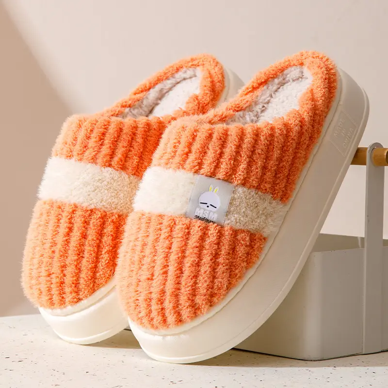 Bug Rabbit Platform Cotton Slippers Women's Winter Home Plush Warm Home Indoor Couple's Winter Men's Slippers