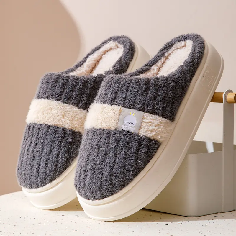 Bug Rabbit Platform Cotton Slippers Women's Winter Home Plush Warm Home Indoor Couple's Winter Men's Slippers