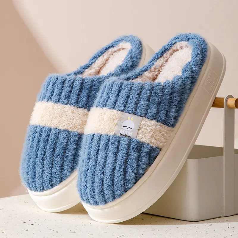Bug Rabbit Platform Cotton Slippers Women's Winter Home Plush Warm Home Indoor Couple's Winter Men's Slippers